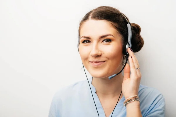 Fille Dans Casque Avec Microphone — Photo