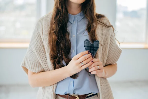 Hands Holding Soft Heart Shape — Stock Photo, Image