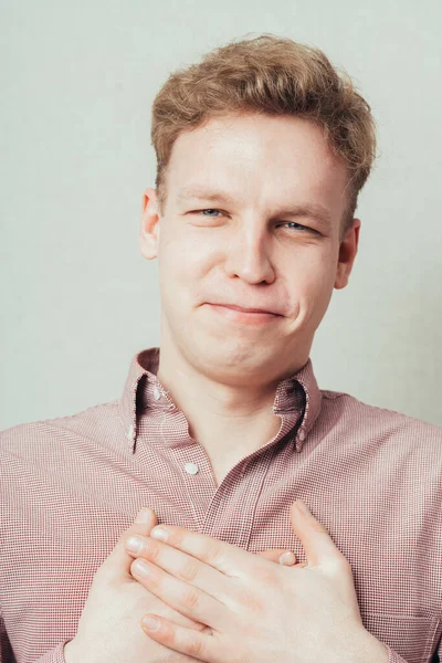 Man His Hand Heart Taking Oath — Stock Photo, Image