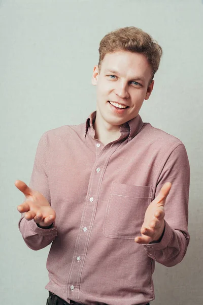 Man Knows Spreads His Hands — Stock Photo, Image