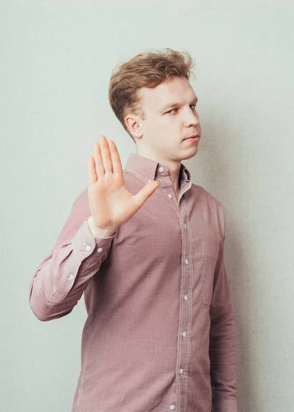 Hombre Mostrando Stop Hand — Foto de Stock