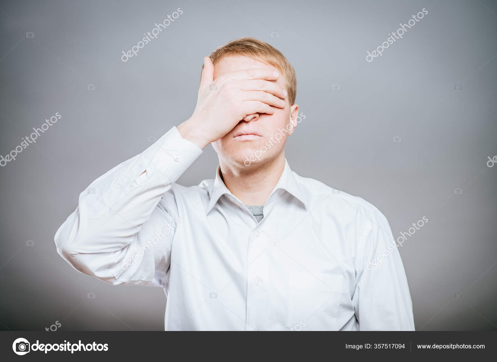 Man Covering His Eyes His Hands Stock Photo by ©file404 357517094