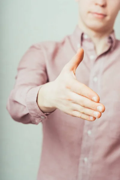 Porträtt Man Som Bekantat Sig Skakat Hand — Stockfoto