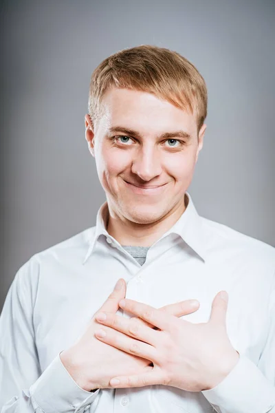 Zakenman Met Hand Hart — Stockfoto