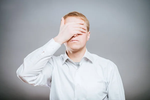 Man Covering His Eyes His Hands — Stock Photo, Image