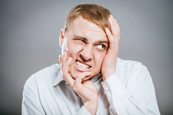 Stressato Uomo Affari Pazzo Espressione Del Viso Isolato — Foto Stock