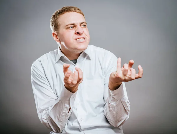 Stressed Businessman Crazy Face Expression Isolated — Stock Photo, Image