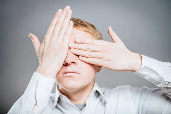 Close Portret Van Jonge Man Student Jongen Werknemer Werknemer Ogen — Stockfoto