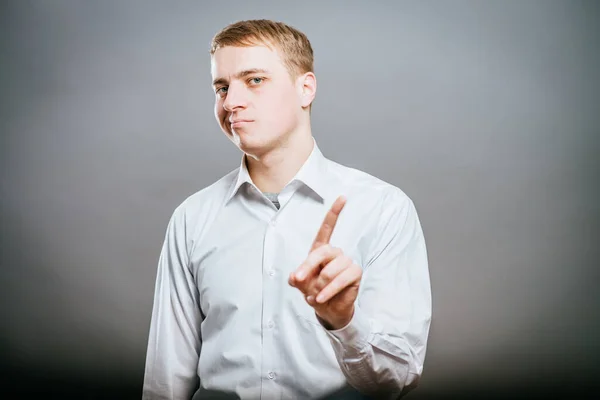 Young Handsome Businessman Pointing His Finger — Stock Photo, Image