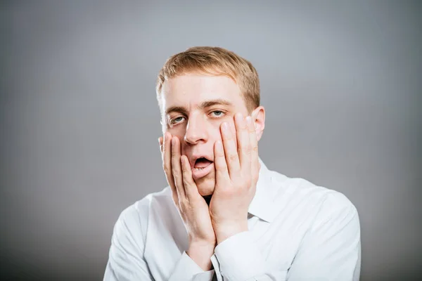 Young Man Tired Indifferent Expression — Stock Photo, Image