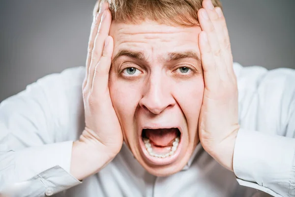 Portrait Young Man Screaming — Stock Photo, Image