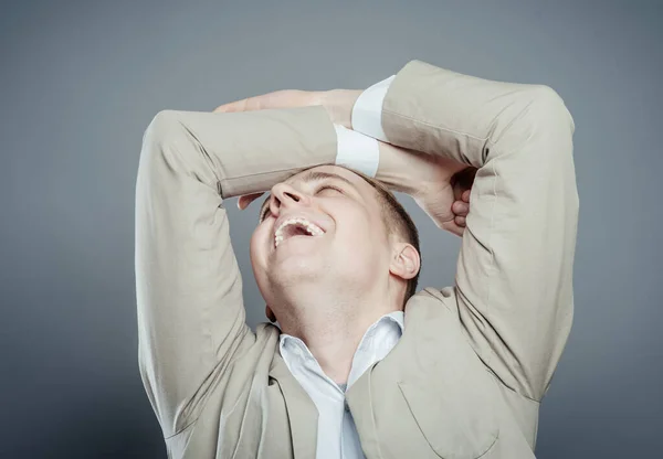 Man Posing Grey Background — Stock Photo, Image