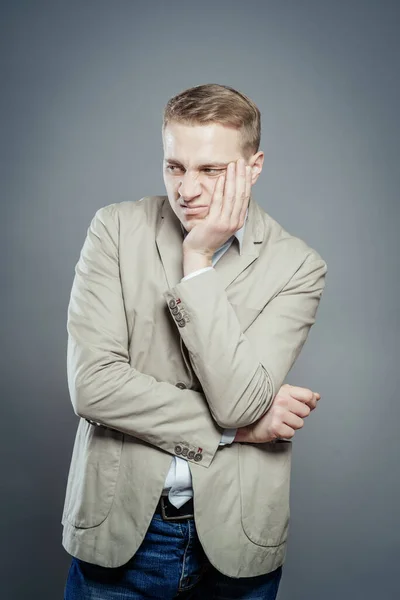 Bored Young Blond Businessman Suit — Stock Photo, Image