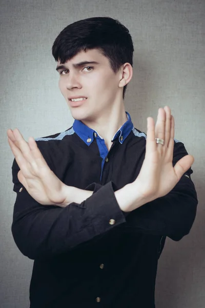 Man Folded His Arms His Chest Gesture Cross Stop You — Stock Photo, Image