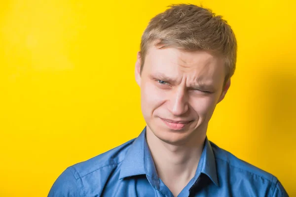 Closeup Portrait Displeased Angry Grumpy Man Bad Attitude Looking You — Stock Photo, Image