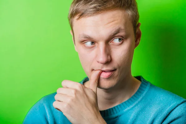 Worried Man Nibbling His Fingernails — Stock Photo, Image