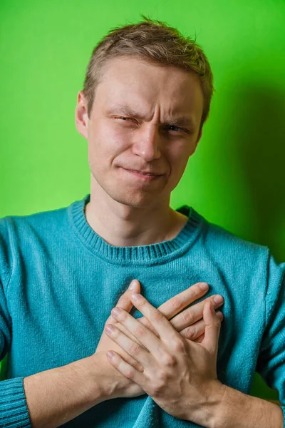 Young Man Suffering Heart Pain — Stock Photo, Image