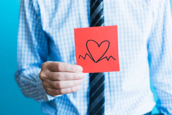 Hombre Sosteniendo Icono Cardiograma — Foto de Stock