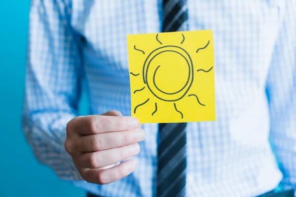 Man Hands Holding Sun — Stock Photo, Image