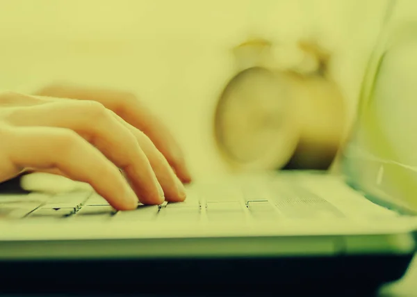 Hands Notebook Working Display — Stock Photo, Image