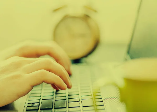 Hands Notebook Working Display — Stock Photo, Image