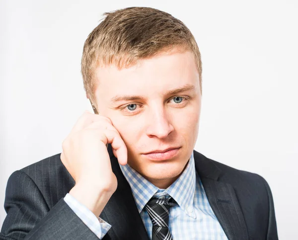 Portrait Cheerful Man Talking Phone — Stock Photo, Image