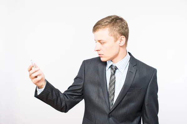 Man Using Mobile Smart Phone — Stock Photo, Image