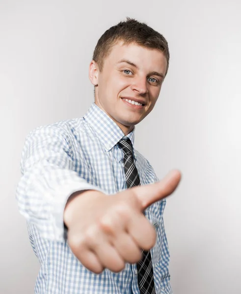 Happy Man Giving Thumbs Sign — Stock Photo, Image