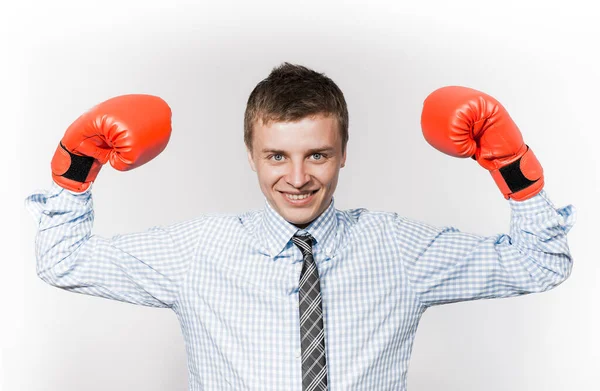 Uomo Affari Guanti Boxe — Foto Stock