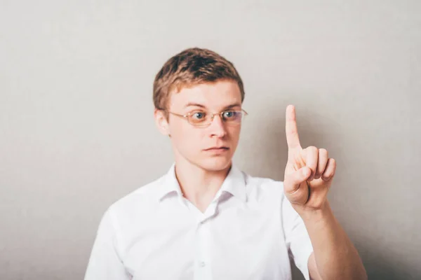 Hombre Con Gafas Tiene Idea Levantó Dedo — Foto de Stock