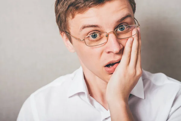 Man Glasses Toothache — Stock Photo, Image