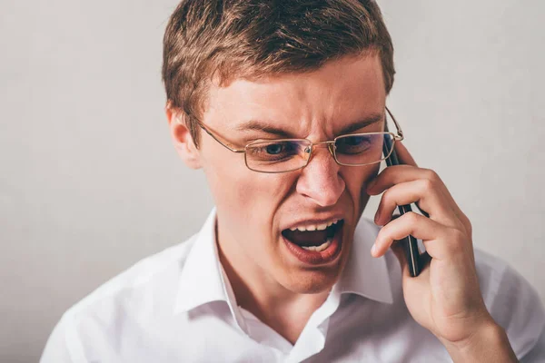 Naštvaný Obchodník Telefonu — Stock fotografie