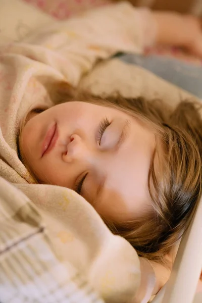 Baby Girl Sleeping Bed Her Pajamas — Stock Photo, Image