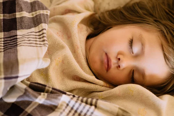 Baby Girl Sleeping Bed Her Pajamas — Stock Photo, Image