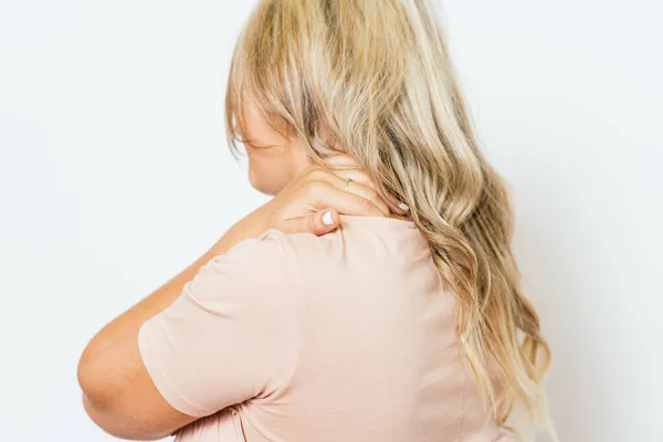 Primer Plano Retrato Estresado Infeliz Joven Bonita Mujer Con Dolor —  Fotos de Stock