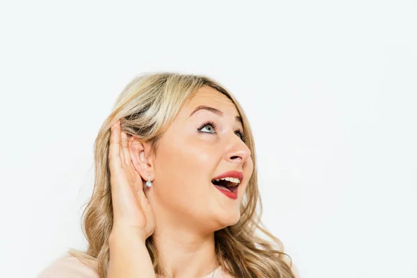 Escucha Una Mujer Trata Escuchar —  Fotos de Stock