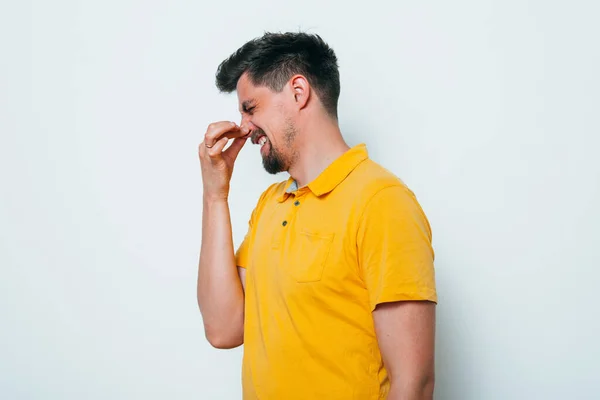 Stench Closes Man Nose — Stock Photo, Image