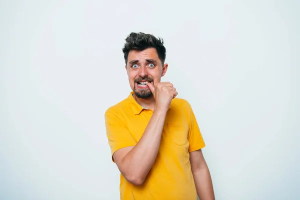 Man Bites His Nails — Stock Photo, Image