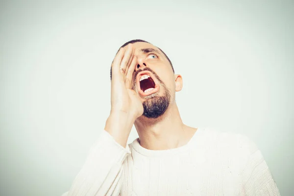 Homem Com Emoções Estúdio — Fotografia de Stock