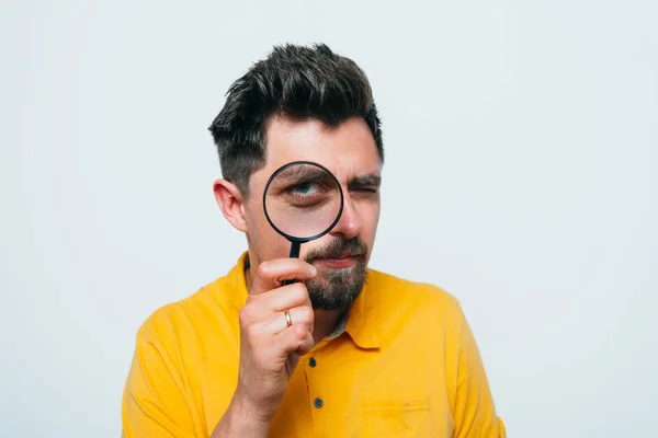 Mannen Med Förstoringsglas — Stockfoto