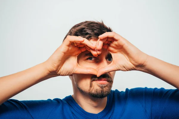 Hombre Haciendo Una Mano Corazón Marco — Foto de Stock