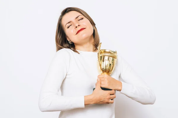 stock image Woman with a golden cup