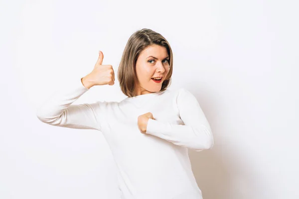 Woman Asks Who Showing Themselves Fingers — Stock Photo, Image