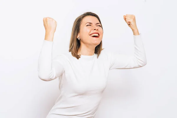 Que Alegria Mulher Muito Feliz — Fotografia de Stock