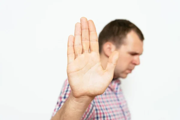 Geschäftsmann Zeigt Stopp Geste — Stockfoto