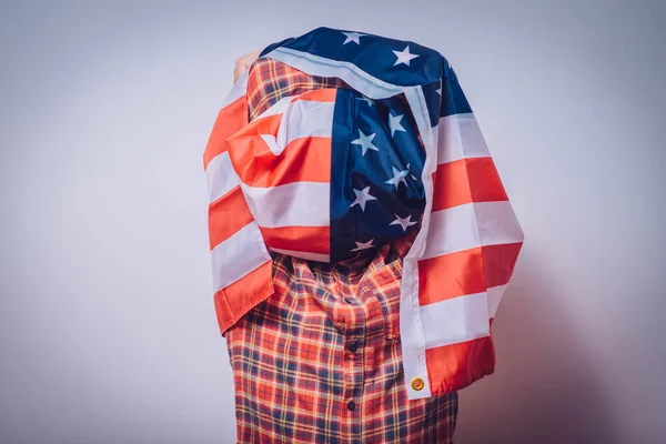 Mann Hört Nationalhymne Patriot — Stockfoto