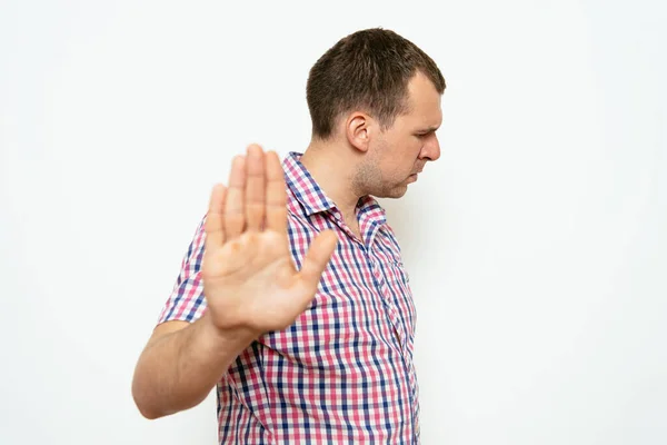 Geschäftsmann Zeigt Stopp Geste — Stockfoto