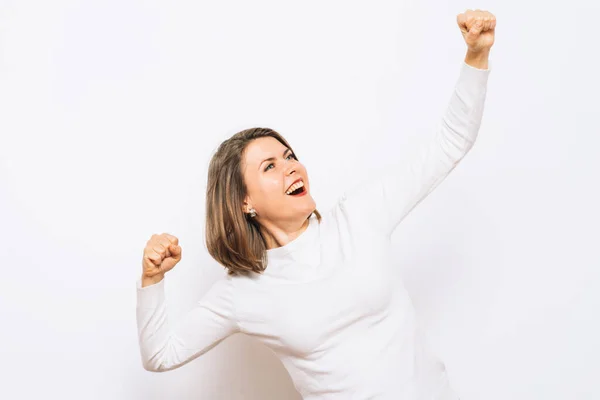 Que Alegria Mulher Muito Feliz — Fotografia de Stock