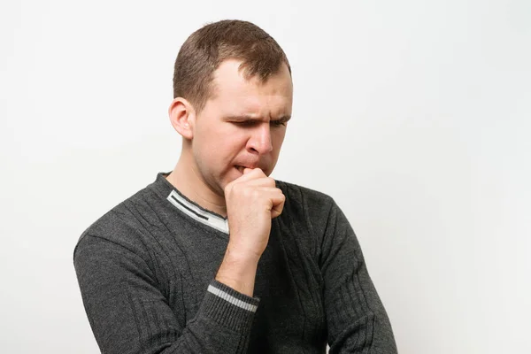 Man Bites His Nails — Stock Photo, Image