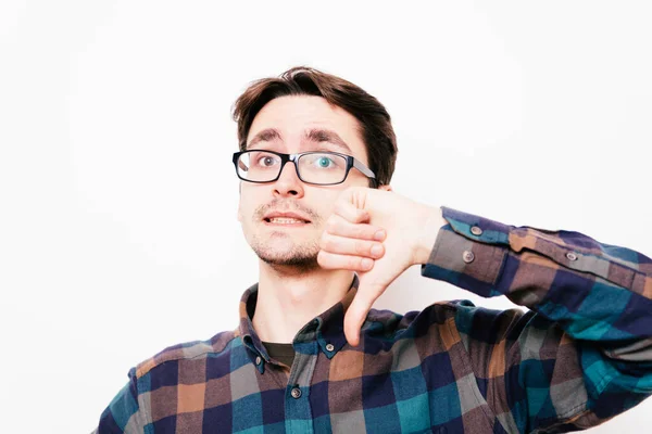 Hombre Mostrando Gesto Pulgar Hacia Abajo — Foto de Stock